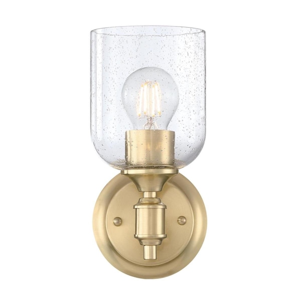 Westinghouse Fixture Wall 60W Basset Champagne Brass Clear Seeded Glass 6129600 - main